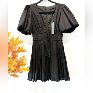 NWT House of Harlow 1960 Black Puff Sleeve Mini Dress